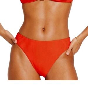 Vitamin A Eco Ribbed Bikini Bottoms Red